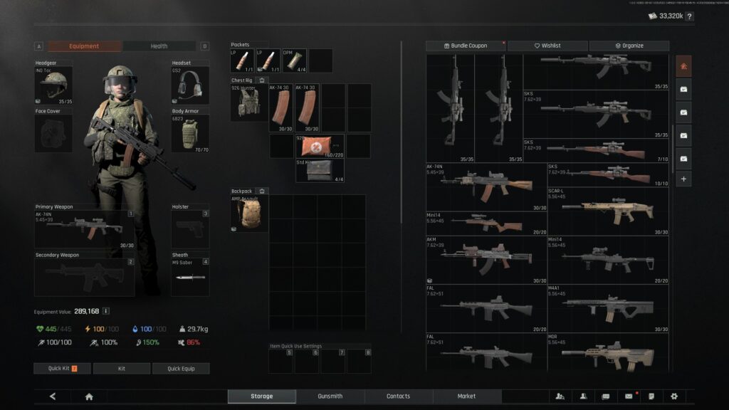 Arena Breakout Infinite, inventory management