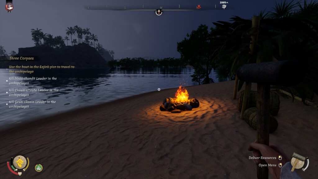 Sengoku Dynasty, beach at night
