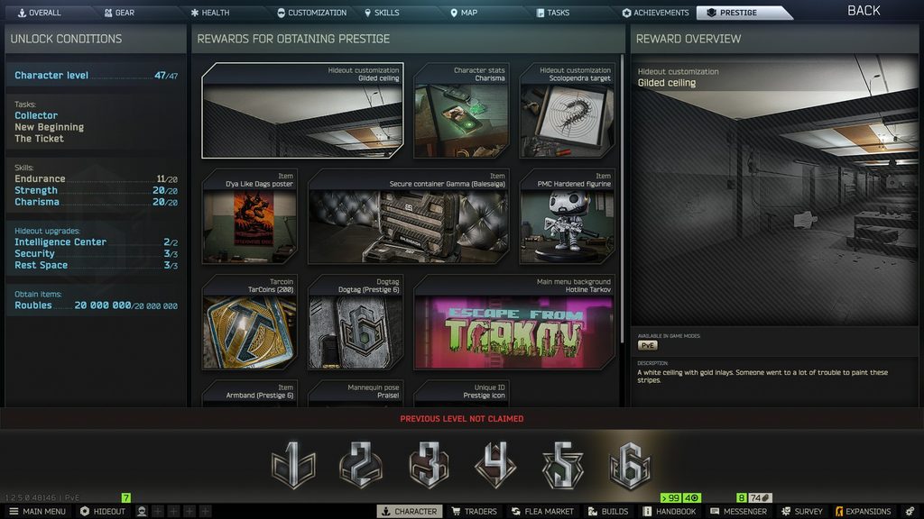 Escape From Tarkov, prestige