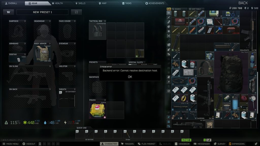Escape From Tarkov, error, cannot resolve destination host