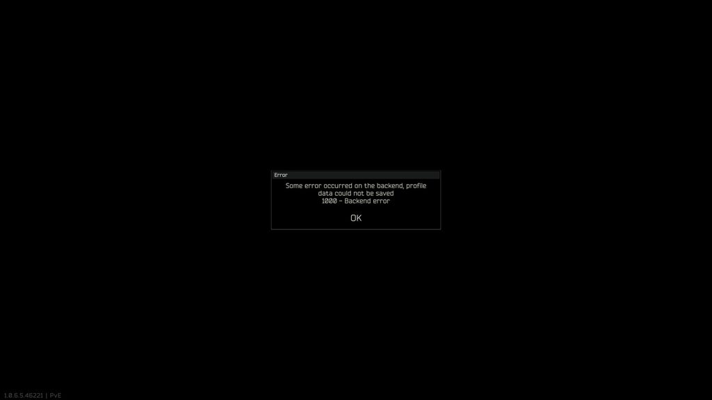 Escape From Tarkov, error, backend error